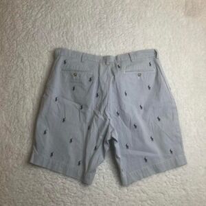 Polo Ralph Lauren blue men's striped sear sucker shorts embroidered pony golf‎